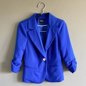 XOXO Bright Blue Blazer with Gold Detailing and Ruched Sleeves